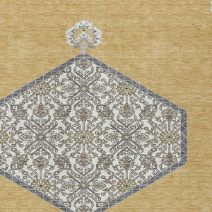 Homeroots 3' Artichoke Green Beige Ivory Oriental Washable Area Rug For Indoor Outdoor Spaces, Durable Design 5' X 8' Polyester 598197