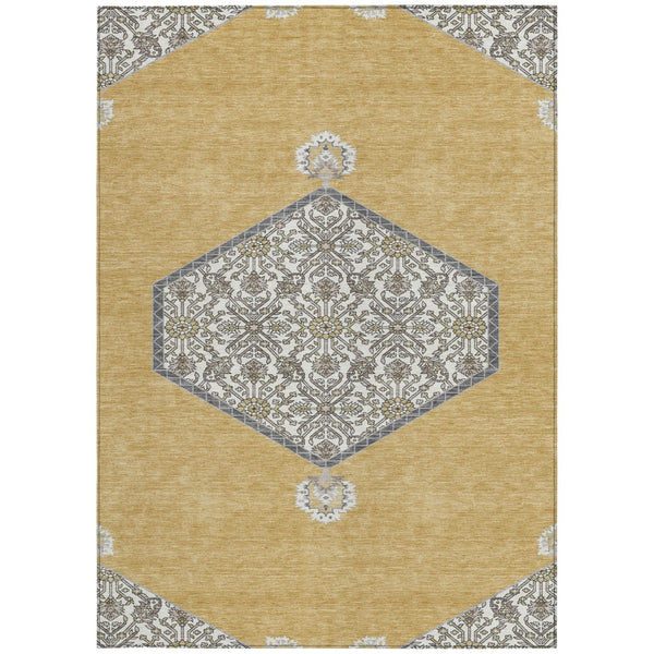 Homeroots 3' Artichoke Green Beige Ivory Oriental Washable Area Rug For Indoor Outdoor Spaces, Durable Design 8' X 10' Polyester 598199