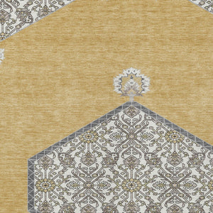 Homeroots 3' Artichoke Green Beige Ivory Oriental Washable Area Rug For Indoor Outdoor Spaces, Durable Design 9' X 12' Polyester 598200