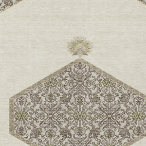 Homeroots 3' Artichoke Green Beige Ivory Oriental Washable Area Rug For Indoor Outdoor Spaces, Durable Design 3' X 5' Polyester 598202
