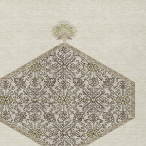 Homeroots 3' Artichoke Green Beige Ivory Oriental Washable Area Rug For Indoor Outdoor Spaces, Durable Design 5' X 8' Polyester 598203