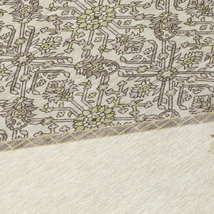 Homeroots 3' Artichoke Green Beige Ivory Oriental Washable Area Rug For Indoor Outdoor Spaces, Durable Design 9' X 12' Polyester 598206