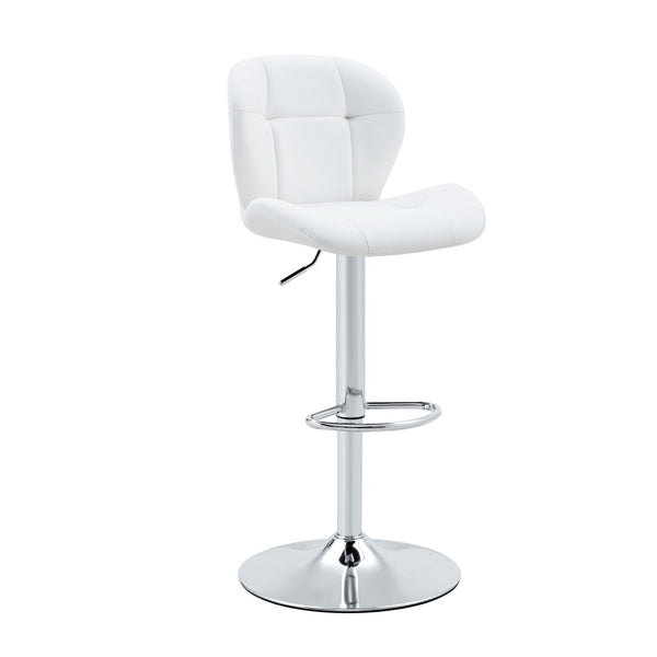 English Elm Set of 2 Adjustable Tufted Pu Barstools with Chrome Base for Kitchen Island or Pub W3875P382615