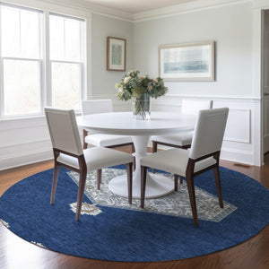 Homeroots 3' Artichoke Green Beige Ivory Oriental Washable Area Rug For Indoor Outdoor Spaces, Durable Design 8' Round Polyester 598216