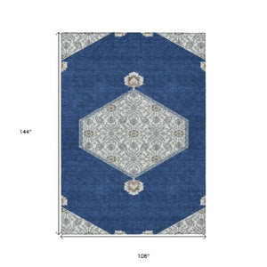 Homeroots 3' Artichoke Green Beige Ivory Oriental Washable Area Rug For Indoor Outdoor Spaces, Durable Design 9' X 12' Polyester 598218