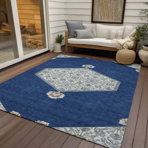 Homeroots 3' Artichoke Green Beige Ivory Oriental Washable Area Rug For Indoor Outdoor Spaces, Durable Design 9' X 12' Polyester 598218