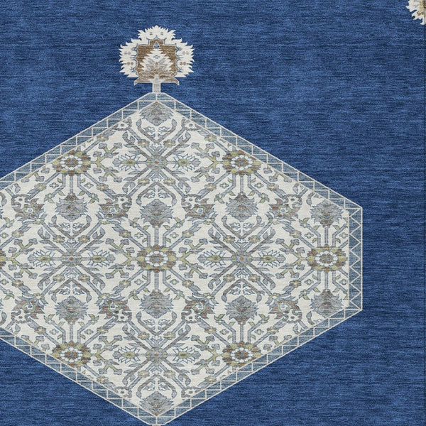 Homeroots 3' Artichoke Green Beige Ivory Oriental Washable Area Rug For Indoor Outdoor Spaces, Durable Design 9' X 12' Polyester 598218