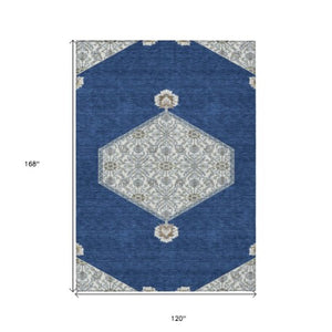 Homeroots 3' Artichoke Green Beige Ivory Oriental Washable Area Rug For Indoor Outdoor Spaces, Durable Design 10' X 14' Polyester 598219