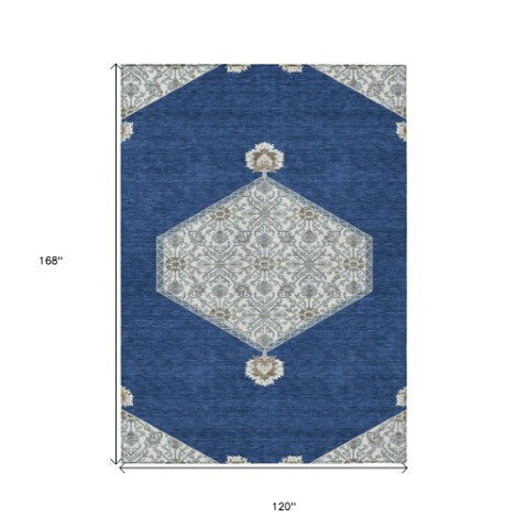 Homeroots 3' Artichoke Green Beige Ivory Oriental Washable Area Rug For Indoor Outdoor Spaces, Durable Design 10' X 14' Polyester 598219