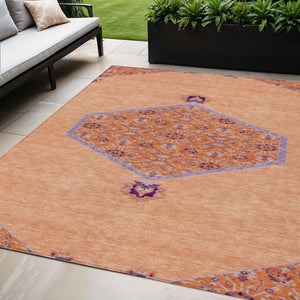 Homeroots 3' Artichoke Green Beige Ivory Oriental Washable Area Rug For Indoor Outdoor Spaces, Durable Design 5' X 8' Polyester 598221