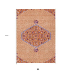 Homeroots 3' Artichoke Green Beige Ivory Oriental Washable Area Rug For Indoor Outdoor Spaces, Durable Design 8' X 10' Polyester 598223