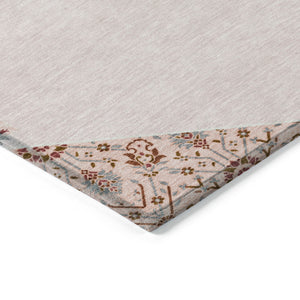 Homeroots 3' Artichoke Green Beige Ivory Oriental Washable Area Rug For Indoor Outdoor Spaces, Durable Design 3' X 5' Polyester 598226