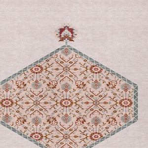 Homeroots 3' Artichoke Green Beige Ivory Oriental Washable Area Rug For Indoor Outdoor Spaces, Durable Design 3' X 5' Polyester 598226