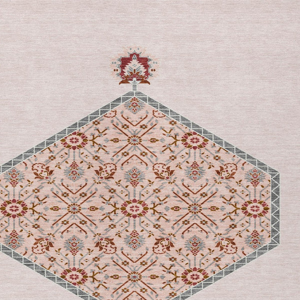 Homeroots 3' Artichoke Green Beige Ivory Oriental Washable Area Rug For Indoor Outdoor Spaces, Durable Design 3' X 5' Polyester 598226