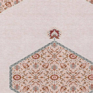 Homeroots 3' Artichoke Green Beige Ivory Oriental Washable Area Rug For Indoor Outdoor Spaces, Durable Design 8' X 10' Polyester 598229