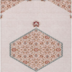 Homeroots 3' Artichoke Green Beige Ivory Oriental Washable Area Rug For Indoor Outdoor Spaces, Durable Design 10' X 14' Polyester 598231