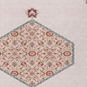 Homeroots 3' Artichoke Green Beige Ivory Oriental Washable Area Rug For Indoor Outdoor Spaces, Durable Design 10' X 14' Polyester 598231