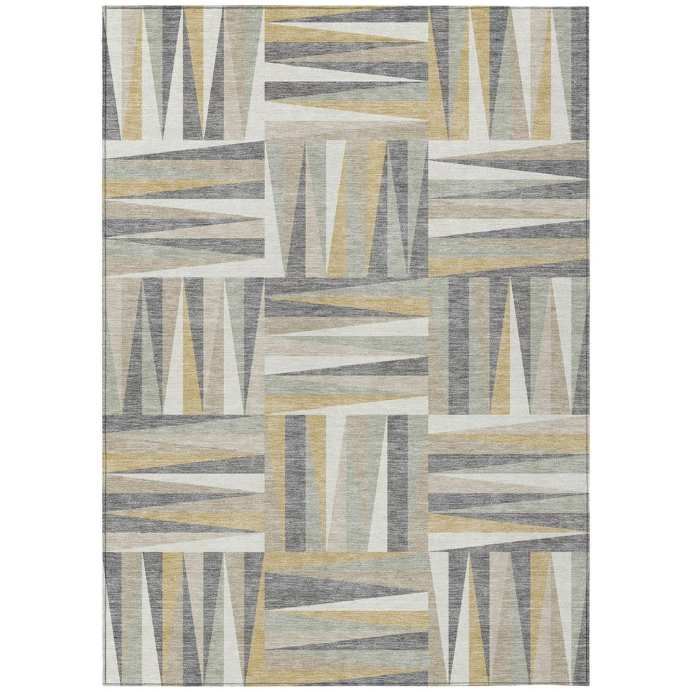 HomeRoots 9' Geometric Area Rug in Beige, Gray & Ivory – Durable, Washable Indoor/Outdoor Design for Versatile Style 598236