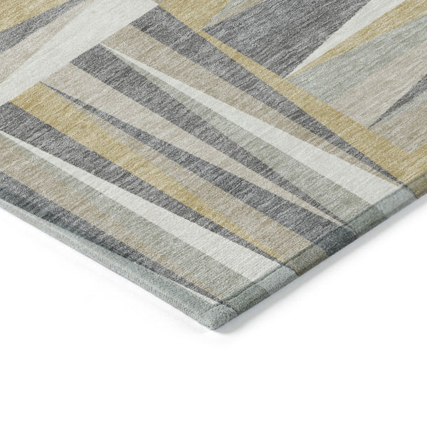 Homeroots 3' Stylish Geometric Beige Gray Ivory Washable Area Rug For Indoor And Outdoor Spaces, Durable Design 10' X 14' Polyester 598237