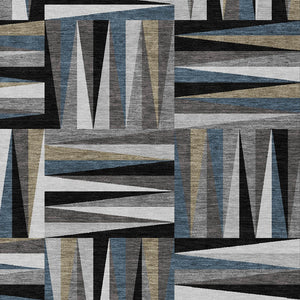 Homeroots 3' Stylish Geometric Beige Gray Ivory Washable Area Rug For Indoor And Outdoor Spaces, Durable Design 8' X 10' Polyester 598241