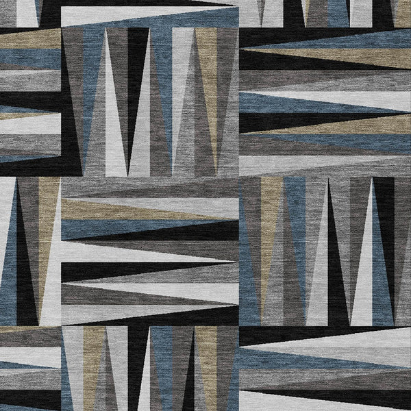 Homeroots 3' Stylish Geometric Beige Gray Ivory Washable Area Rug For Indoor And Outdoor Spaces, Durable Design 8' X 10' Polyester 598241