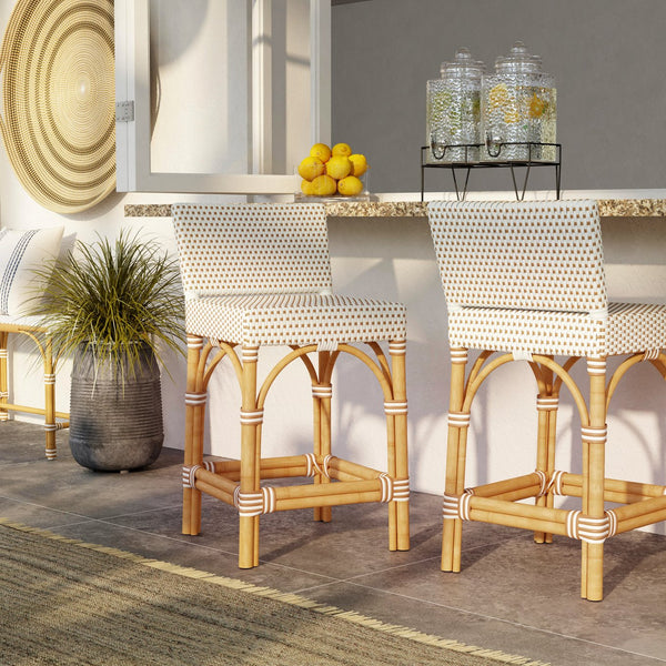 Butler Specialty Butler Amalfi Outdoor Counter Stool - Stylish, Lightweight Design For Elegant Patio Comfort And Versatility Beige And White Aluminum,Pu 5982433-butler