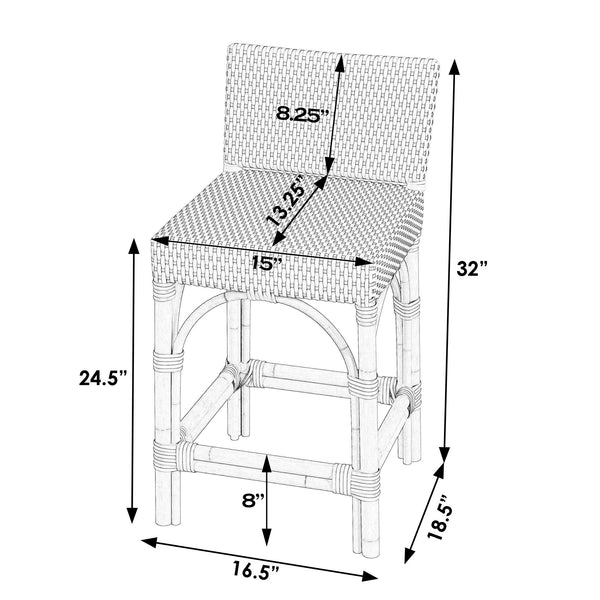 Butler Specialty Butler Amalfi Outdoor Counter Stool - Stylish, Lightweight Design For Elegant Patio Comfort And Versatility Black And White Aluminum,Pu 5982434-butler