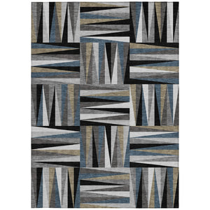 Homeroots 3' Stylish Geometric Beige Gray Ivory Washable Area Rug For Indoor And Outdoor Spaces, Durable Design 10' X 14' Polyester 598243