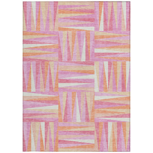 Homeroots 3' Stylish Geometric Beige Gray Ivory Washable Area Rug For Indoor And Outdoor Spaces, Durable Design 8' X 10' Polyester 598247