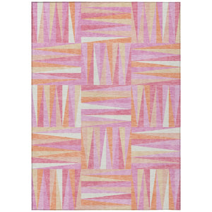 HomeRoots 9' X 12' Blush, Ivory & Orange Geometric Area Rug – Stylish, Washable, Indoor/Outdoor Versatility! 598248