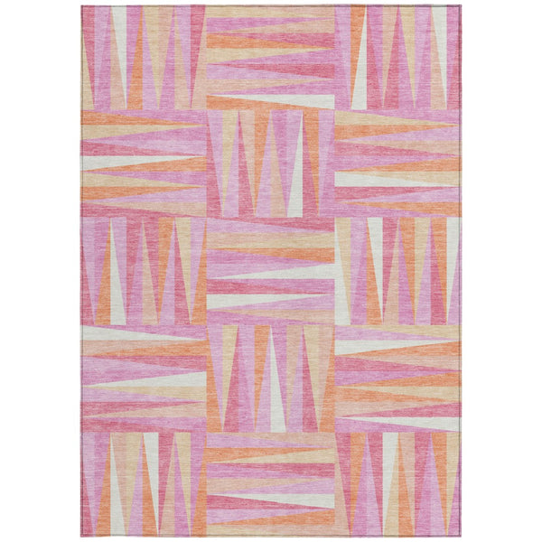 Homeroots 3' Stylish Geometric Beige Gray Ivory Washable Area Rug For Indoor And Outdoor Spaces, Durable Design 10' X 14' Polyester 598249