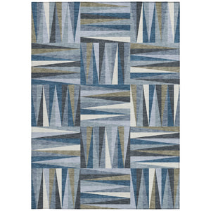 Homeroots 3' Stylish Geometric Beige Gray Ivory Washable Area Rug For Indoor And Outdoor Spaces, Durable Design 3' X 5' Polyester 598250