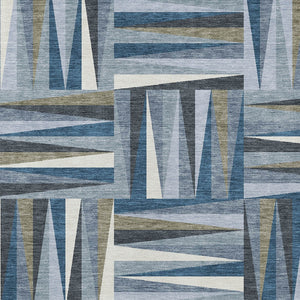 Homeroots 3' Stylish Geometric Beige Gray Ivory Washable Area Rug For Indoor And Outdoor Spaces, Durable Design 5' X 8' Polyester 598251