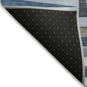 Homeroots 3' Stylish Geometric Beige Gray Ivory Washable Area Rug For Indoor And Outdoor Spaces, Durable Design 8' X 10' Polyester 598253