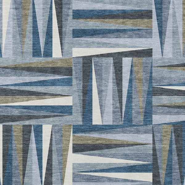 Homeroots 3' Stylish Geometric Beige Gray Ivory Washable Area Rug For Indoor And Outdoor Spaces, Durable Design 9' X 12' Polyester 598254