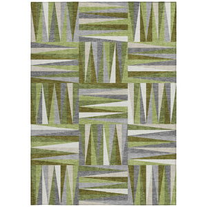 Homeroots 3' Stylish Geometric Beige Gray Ivory Washable Area Rug For Indoor And Outdoor Spaces, Durable Design 9' X 12' Polyester 598266