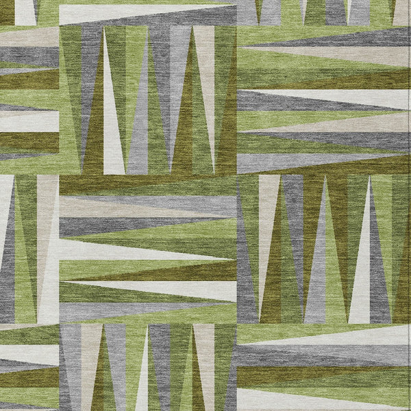 Homeroots 3' Stylish Geometric Beige Gray Ivory Washable Area Rug For Indoor And Outdoor Spaces, Durable Design 10' X 14' Polyester 598267