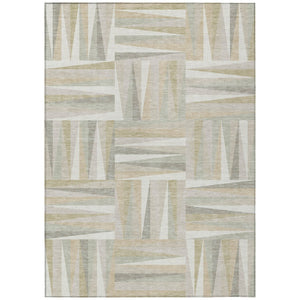 HomeRoots 5' Ivory Beige and Gray Geometric Area Rug - Durable, Washable Design for Indoor & Outdoor Spaces 8' X 10' 598271