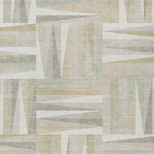 Homeroots 3' Stylish Geometric Beige Gray Ivory Washable Area Rug For Indoor And Outdoor Spaces, Durable Design 8' X 10' Polyester 598271