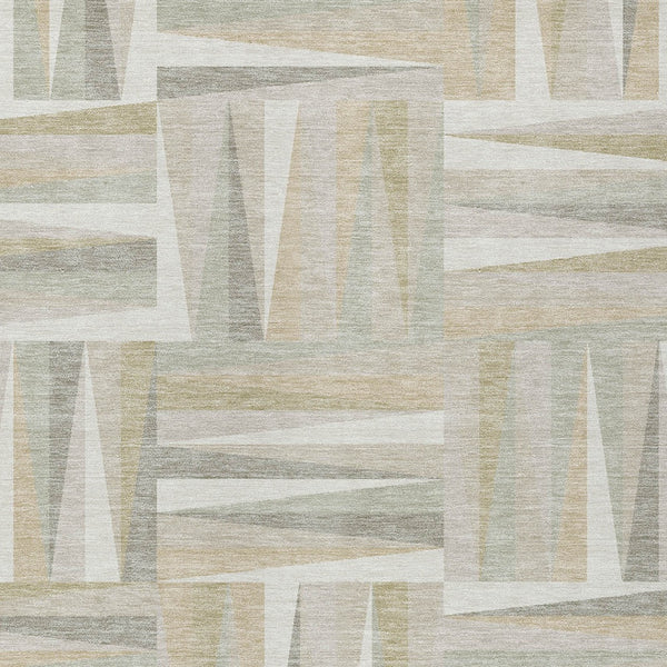 Homeroots 3' Stylish Geometric Beige Gray Ivory Washable Area Rug For Indoor And Outdoor Spaces, Durable Design 8' X 10' Polyester 598271