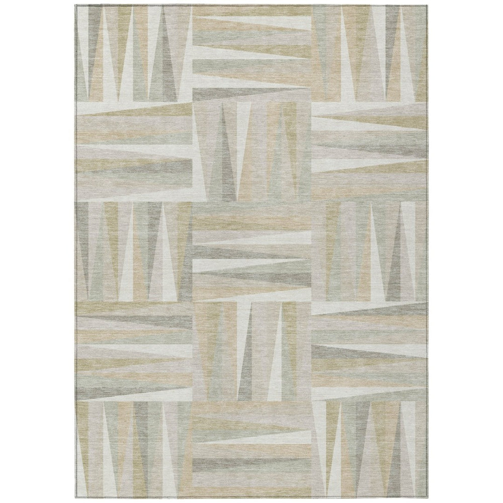 HomeRoots 9' Contemporary Geometric Area Rug in Ivory, Beige & Gray - Washable for Indoor/Outdoor Use! 598272