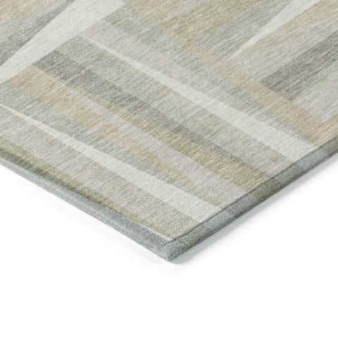 Homeroots 3' Stylish Geometric Beige Gray Ivory Washable Area Rug For Indoor And Outdoor Spaces, Durable Design 10' X 14' Polyester 598273