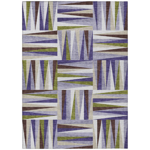 HomeRoots 5' Geometric Washable Area Rug in Lavender, Brown, and Green - Perfect for Indoor and Outdoor Spaces! 10' X 14' 598279