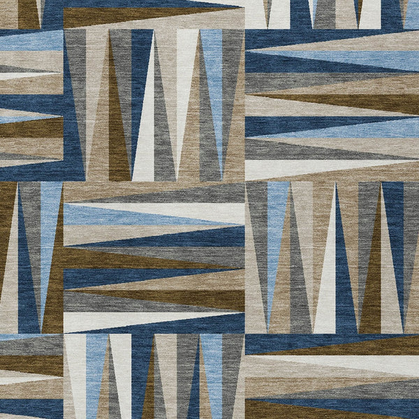 Homeroots 3' Stylish Geometric Beige Gray Ivory Washable Area Rug For Indoor And Outdoor Spaces, Durable Design 3' X 5' Polyester 598280