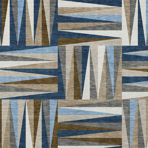 Homeroots 3' Stylish Geometric Beige Gray Ivory Washable Area Rug For Indoor And Outdoor Spaces, Durable Design 8' X 10' Polyester 598283