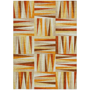 HomeRoots 5' Vibrant Orange and Ivory Geometric Washable Area Rug for Indoor and Outdoor Stylish Spaces 5' X 8' 598287