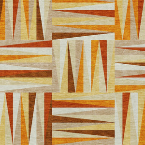 HomeRoots 5' Vibrant Orange and Ivory Geometric Washable Area Rug for Indoor and Outdoor Stylish Spaces 5' X 8' 598287