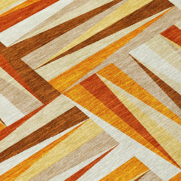 HomeRoots 5' Vibrant Orange and Ivory Geometric Washable Area Rug for Indoor and Outdoor Stylish Spaces 5' X 8' 598287