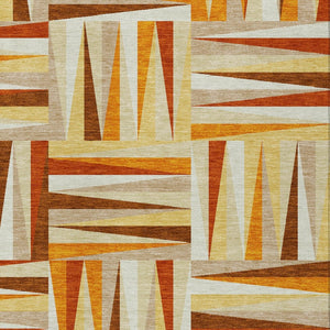 HomeRoots 5' Vibrant Orange and Ivory Geometric Washable Area Rug for Indoor and Outdoor Stylish Spaces 8' X 10' 598289