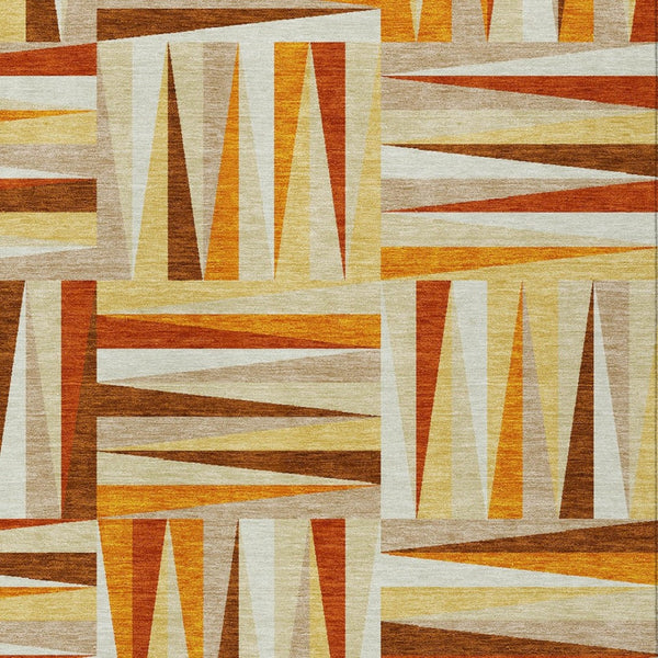 HomeRoots 5' Vibrant Orange and Ivory Geometric Washable Area Rug for Indoor and Outdoor Stylish Spaces 8' X 10' 598289